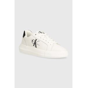 Kožne tenisice Calvin Klein Jeans YW0YW00823 CHUNKY CUPSOLE MONOLOGO W MONO LTH WN boja: bijela, YW0YW00823