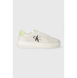 Kožne tenisice Calvin Klein Jeans YW0YW00823 CHUNKY CUPSOLE MONOLOGO W MONO LTH WN boja: bijela, YW0YW00823
