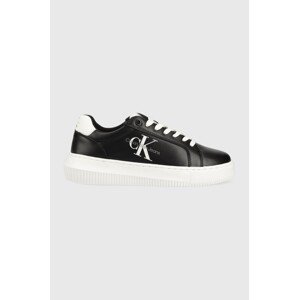 Kožne tenisice Calvin Klein Jeans YW0YW00823 CHUNKY CUPSOLE MONOLOGO W MONO LTH WN boja: crna, YW0YW00823