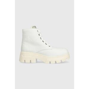 Gležnjače Calvin Klein Jeans CHUNKLY BOOT VINTANGE TONGUE za žene, boja: bijela, s platformom, YW0YW00947