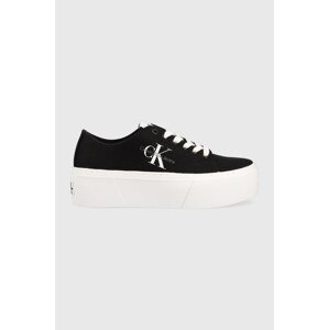 Tenisice Calvin Klein Jeans FLATFORM+ CUPSOLE LOW TXT za žene, boja: crna, YW0YW01033