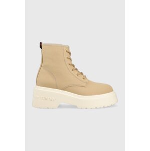 Tenisice Tommy Jeans LACE UP FESTIV BOOTS za žene, boja: bež, EN0EN02133