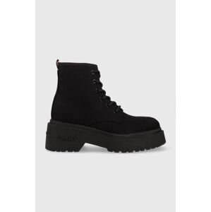 Tenisice Tommy Jeans LACE UP FESTIV BOOTS za žene, boja: crna, EN0EN02133
