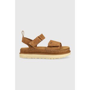 Sandale od brušene kože UGG Goldenstar za žene, boja: smeđa, s platformom, 1136783