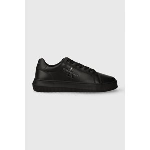 Kožne tenisice Calvin Klein Jean CHUNKY CUPSOLE MONOLOGO boja: crna, YM0YM00681