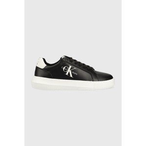 Kožne tenisice Calvin Klein Jeans CHUNKY CUPSOLE MONOLOGO boja: crna, YM0YM00681