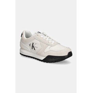 Kožne tenisice Calvin Klein Jeans TOOTHY RUNNER IRREGULAR LINES boja: bijela