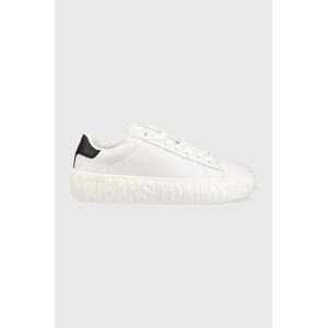 Kožne tenisice Tommy Jeans LEATHER OUTSOLE boja: bijela, EM0EM01159