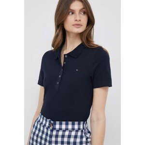 Polo majica Tommy Hilfiger za žene, boja: tamno plava