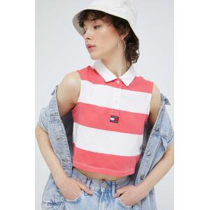 Pamučni top Tommy Jeans boja: ružičasta