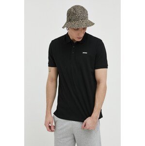 Pamučna polo majica HUGO boja: crna, glatki model, 50466182