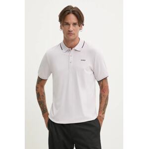 Polo majica HUGO za muškarce, boja: ljubičasta, bez uzorka