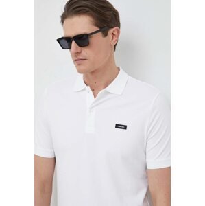 Polo majica Calvin Klein za muškarce, boja: bijela, jednobojni model, K10K111196