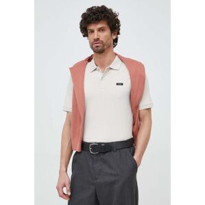 Polo majica Calvin Klein za muškarce, boja: bež, jednobojni model, K10K111196