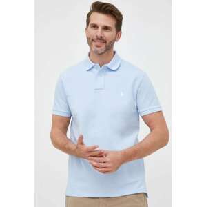 Pamučna polo majica Polo Ralph Lauren boja: tirkizna, jednobojni model, 710782592
