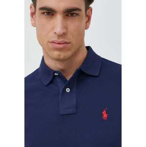 Pamučna polo majica Polo Ralph Lauren boja: tamno plava, jednobojni model, 710782592