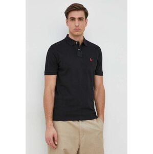 Pamučna polo majica Polo Ralph Lauren boja: crna, jednobojni model, 710782592