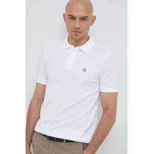 Pamučna polo majica United Colors of Benetton boja: bijela, jednobojni model