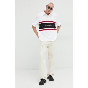 Pamučna polo majica Tommy Jeans boja: bež, s uzorkom