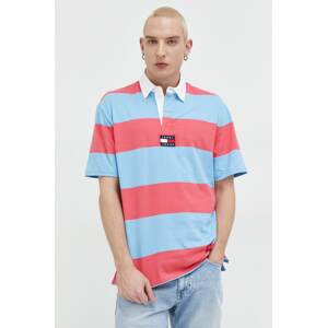 Pamučna polo majica Tommy Jeans boja: ružičasta, s uzorkom