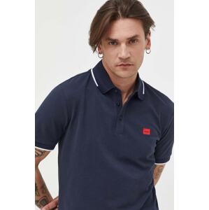 Pamučna polo majica HUGO boja: tamno plava, glatki model, 50490775