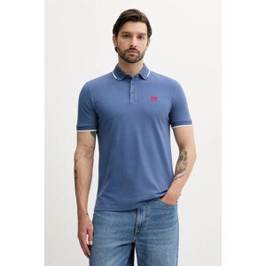 Pamučna polo majica HUGO boja: crna, bez uzorka, 50490775