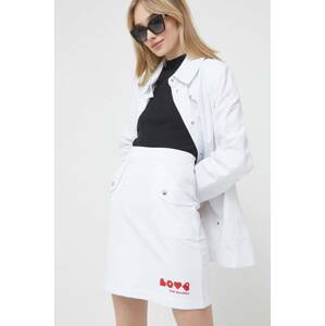 Suknja Love Moschino boja: bijela, mini, širi se prema dolje