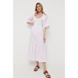 Pamučna suknja Max Mara Leisure boja: bijela, midi, širi se prema dolje