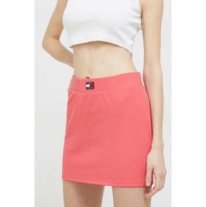 Suknja Tommy Jeans boja: ružičasta, mini, ravna