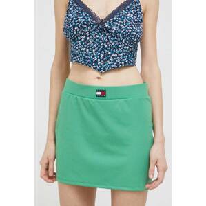 Suknja Tommy Jeans boja: zelena, mini, ravna