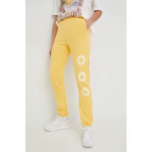 Pamučni donji dio trenirke Billabong X SMILEY za žene, boja: žuta, s tiskom