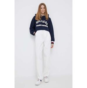 Pamučne hlače Tommy Hilfiger x Shawn Mendes boja: bijela, široke, visoki struk