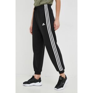 Pamučni donji dio trenirke adidas za žene, boja: crna, s aplikacijom