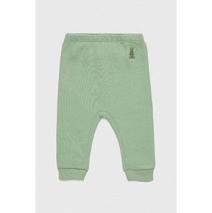 Pamučne hlače za bebe United Colors of Benetton boja: zelena, glatki materijal