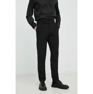 Hlače Bruuns Bazaar Karlsus Basic Pants za muškarce, boja: crna, uski kroj