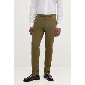Hlače BOSS za muškarce, boja: zelena, chinos kroj, 50487754