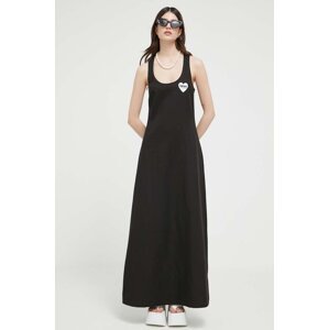 Haljina s dodatkom lana Love Moschino boja: crna, maxi, uske