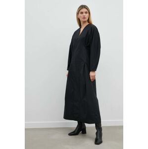 Pamučna haljina By Malene Birger boja: crna, maxi, širi se prema dolje