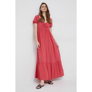 Haljina Pepe Jeans Bernardette boja: crvena, maxi, širi se prema dolje