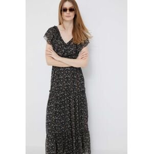 Haljina Pepe Jeans Aora boja: crna, maxi, širi se prema dolje