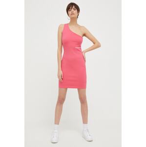 Haljina Calvin Klein Jeans boja: ružičasta, mini, uske