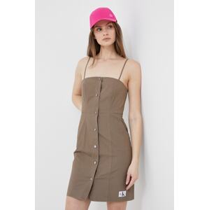 Haljina Calvin Klein Jeans boja: smeđa, mini, ravna