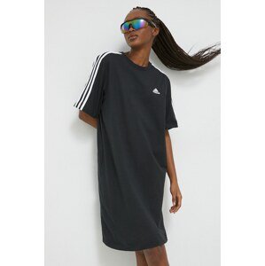 Pamučna haljina adidas boja: crna, mini, oversize