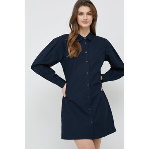 Pamučna haljina Tommy Hilfiger boja: tamno plava, mini, ravna