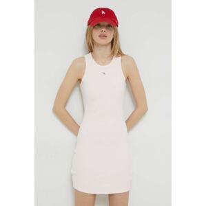 Haljina Tommy Jeans boja: ružičasta, mini, uske