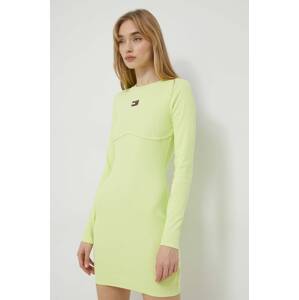Haljina Tommy Jeans boja: zelena, mini, uske