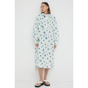 Pamučna haljina Lovechild boja: bijela, midi, oversize