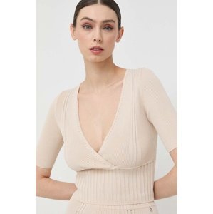 Pulover Guess za žene, boja: bež, lagani