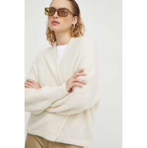 Kardigan s primjesom vune American Vintage GILET ML COL CHALE boja: bež, topli, EAST19A