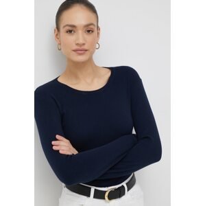 Pamučni pulover United Colors of Benetton za žene, boja: tamno plava, lagani